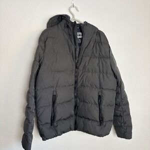 Michael Michael Kors Puffer Jacket Hooded Charcoal Gray Premium Down Size Medium